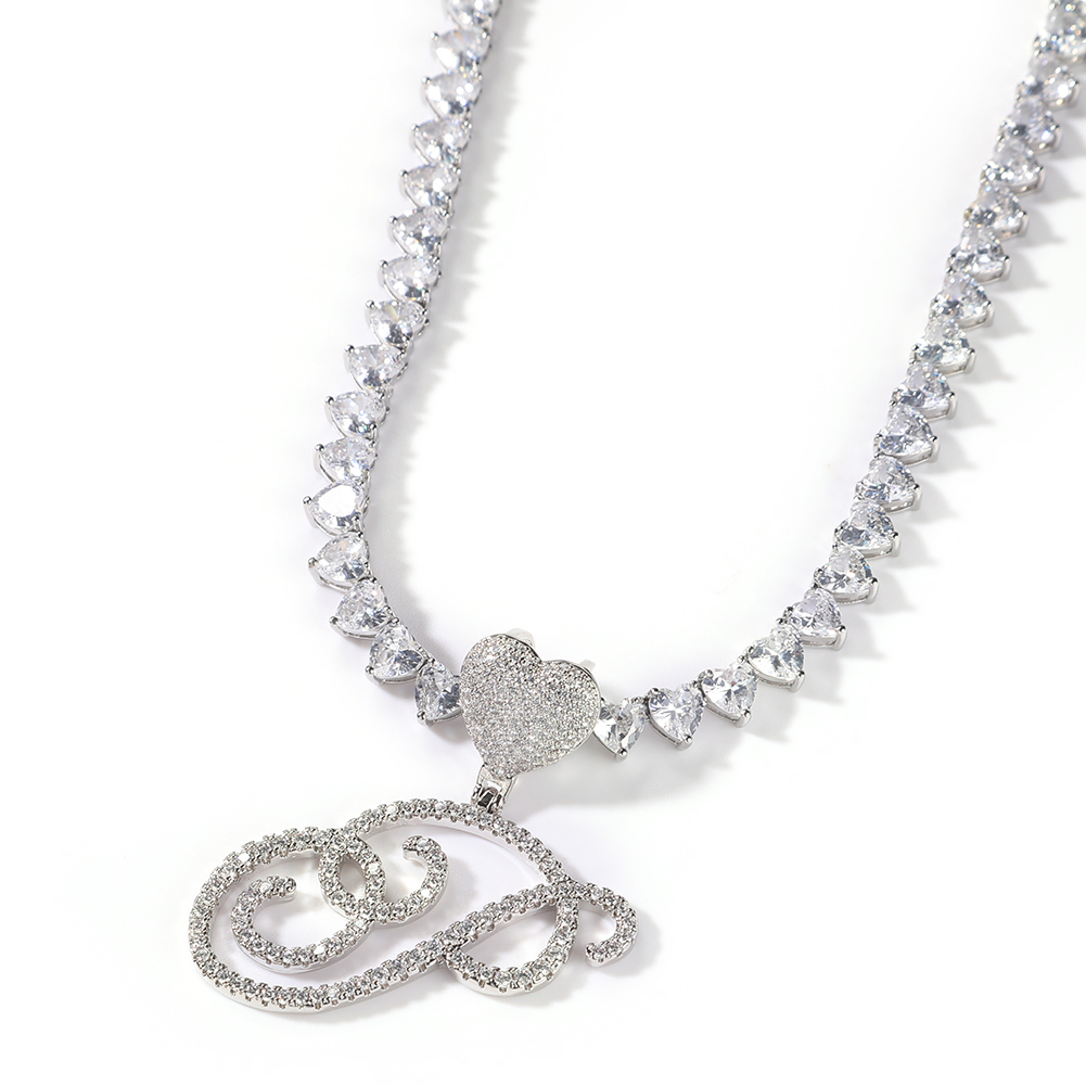 Tennis Bracelet Cubic - Uwin kursywne litery z 6mm łańcuszkiem