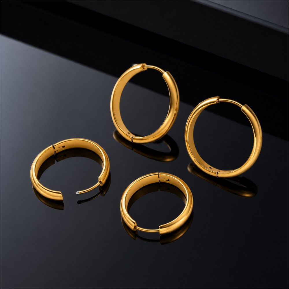 Hoop Earrings - 4 sztuki okrągłych kolczyków ze stali