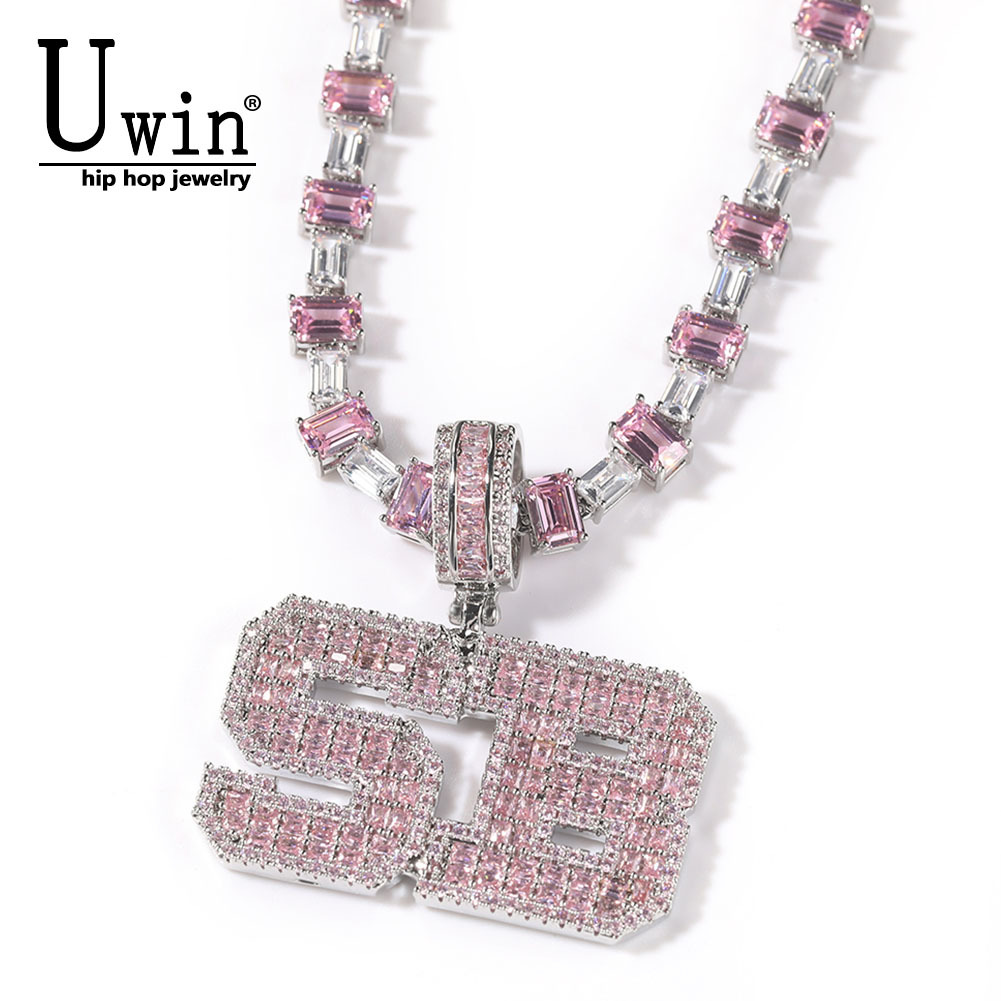Tennis Bracelet Cubic - Uwin różowe litery bagietki nazwa własna