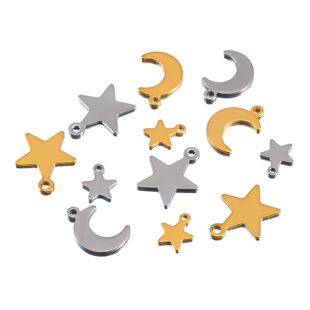 Moon Star Earrings - 20 szt. Stal Nierdzewna Płaski Naszyjnik
