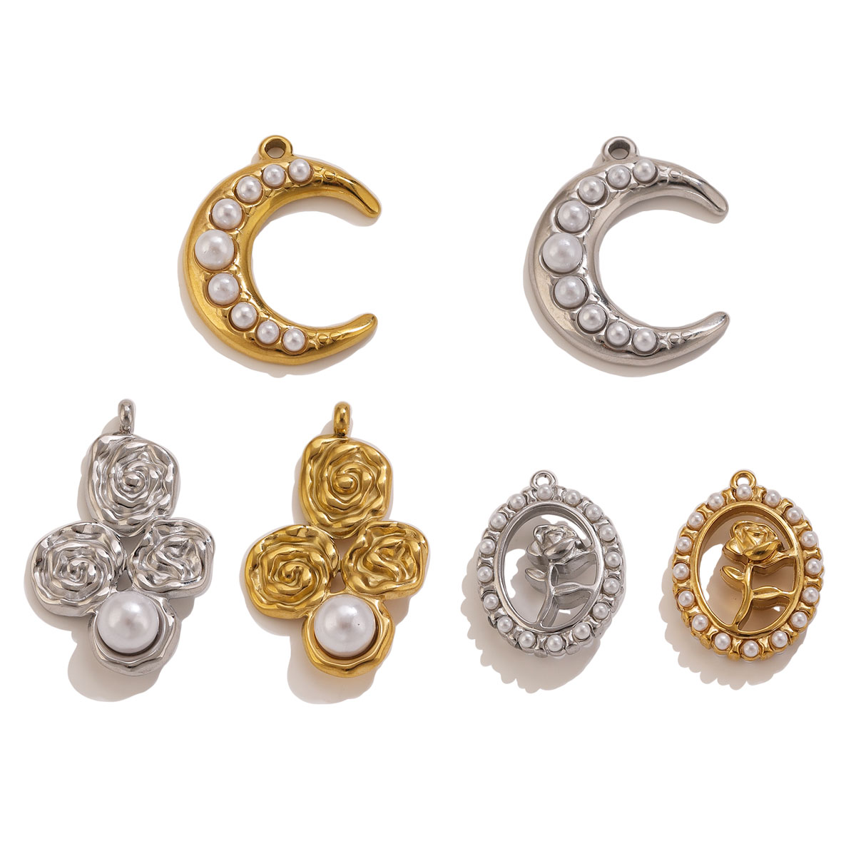 Moon Star Earrings - 5 szt. Zawieszki ze stali nierdzewnej,