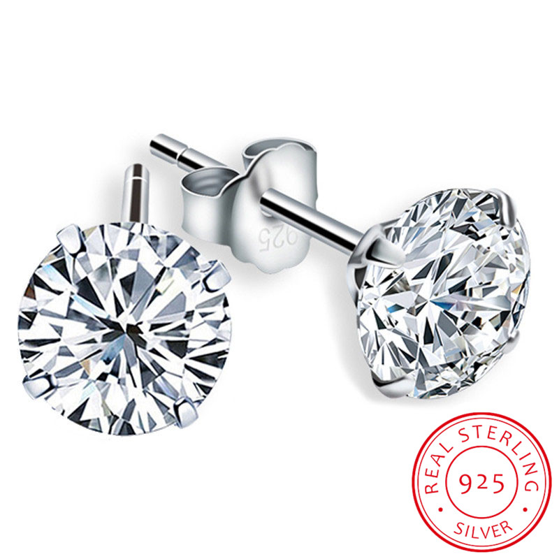 Diamond Stud Earrings - Kolczyki sztyfty z moissanitem, kolor D,
