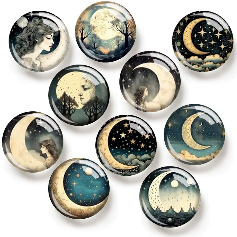 Moon Star Earrings - KABOSZONY SZKLANE KSIĘŻYC I GWIAZDY 12/18/20/25mm