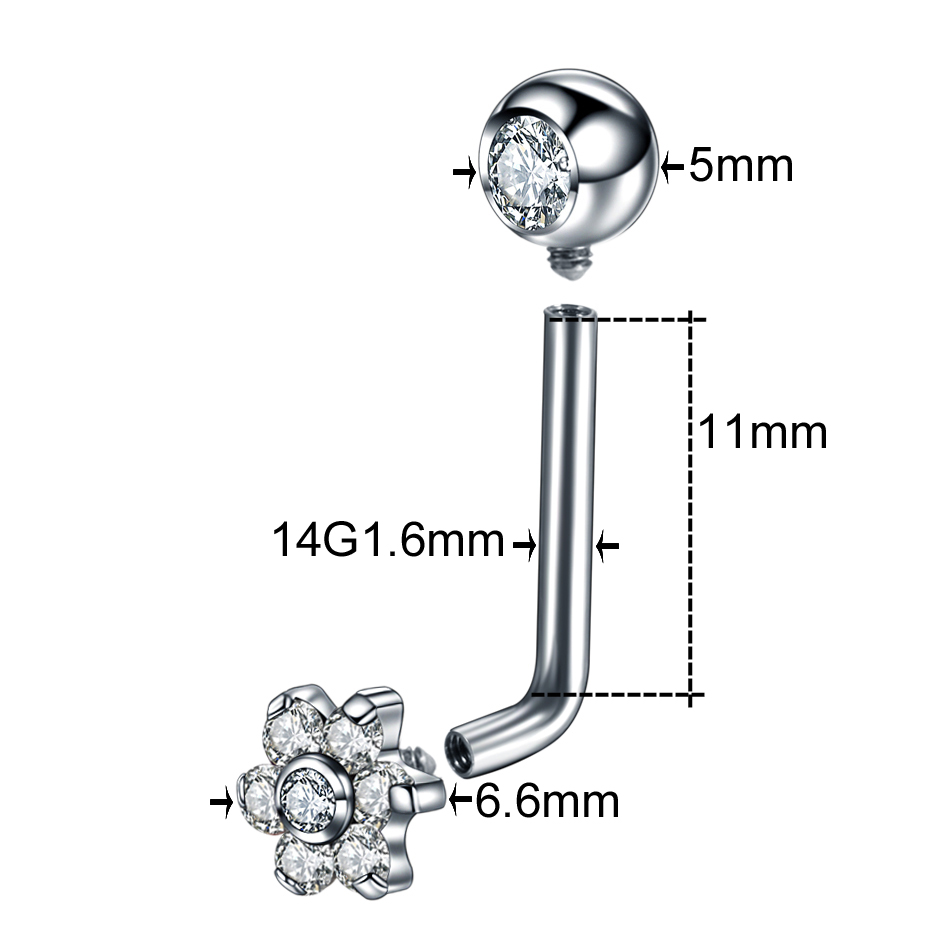 1pc 14G tytanowy kwiat Christi – Christina Jewelry & Watches Marguerite Ørestik Forgyldt Sølv recenzja i cena