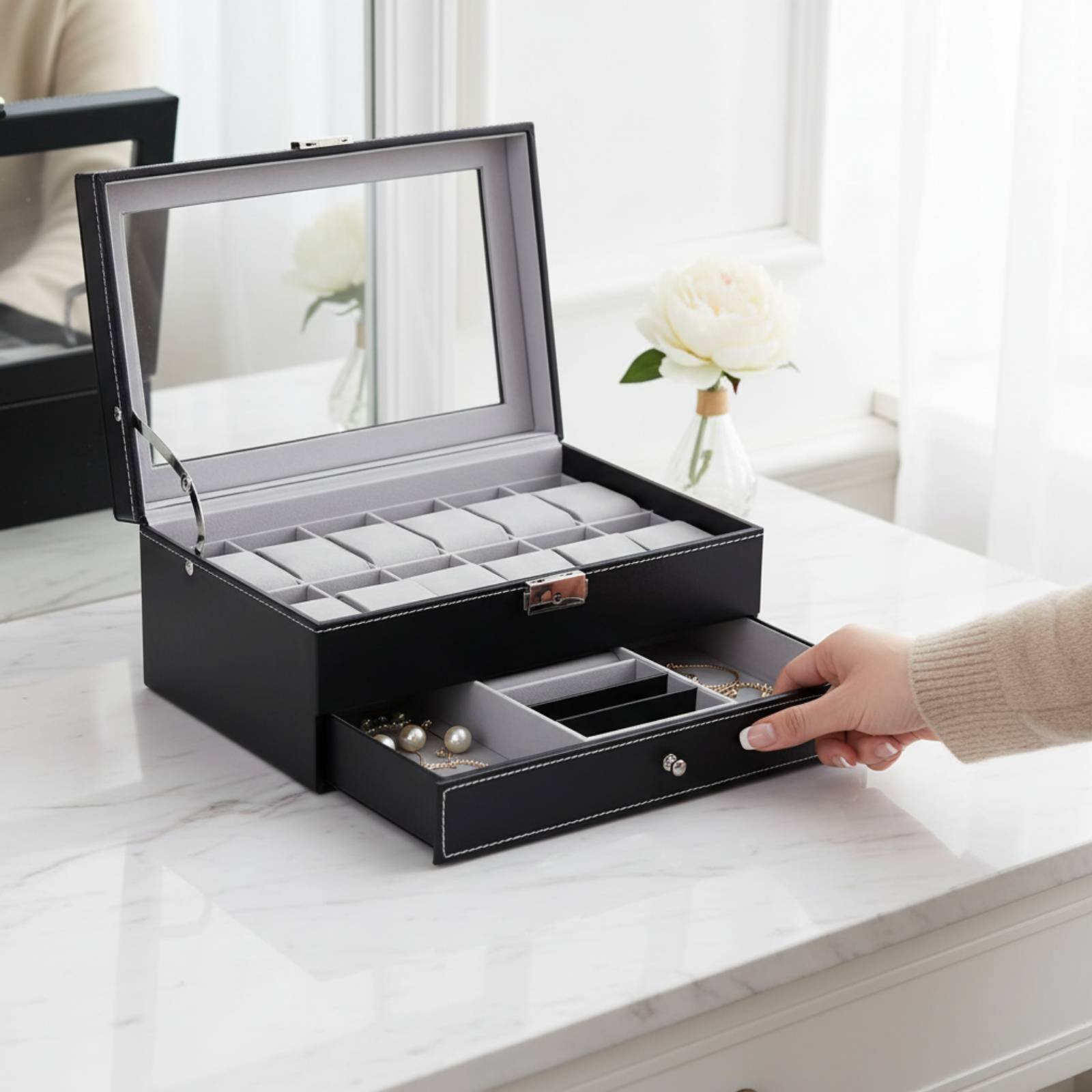 Dwupoziomowe pudełko na zegark – Jewelry Clasp Watches recenzja i cena